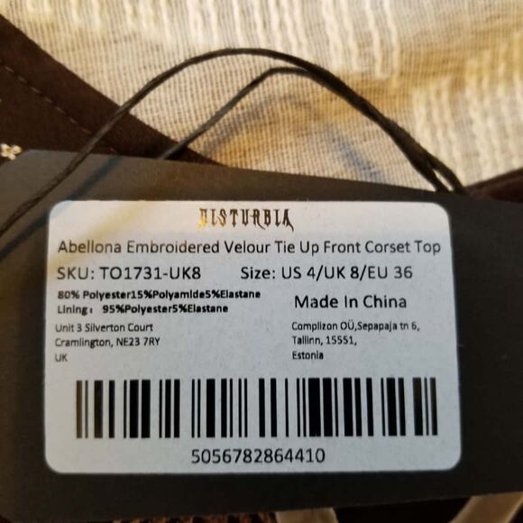 NWT Disturbia Abellona Embroidered Tie Up Corset US Size 4 - Picture 8 of 9